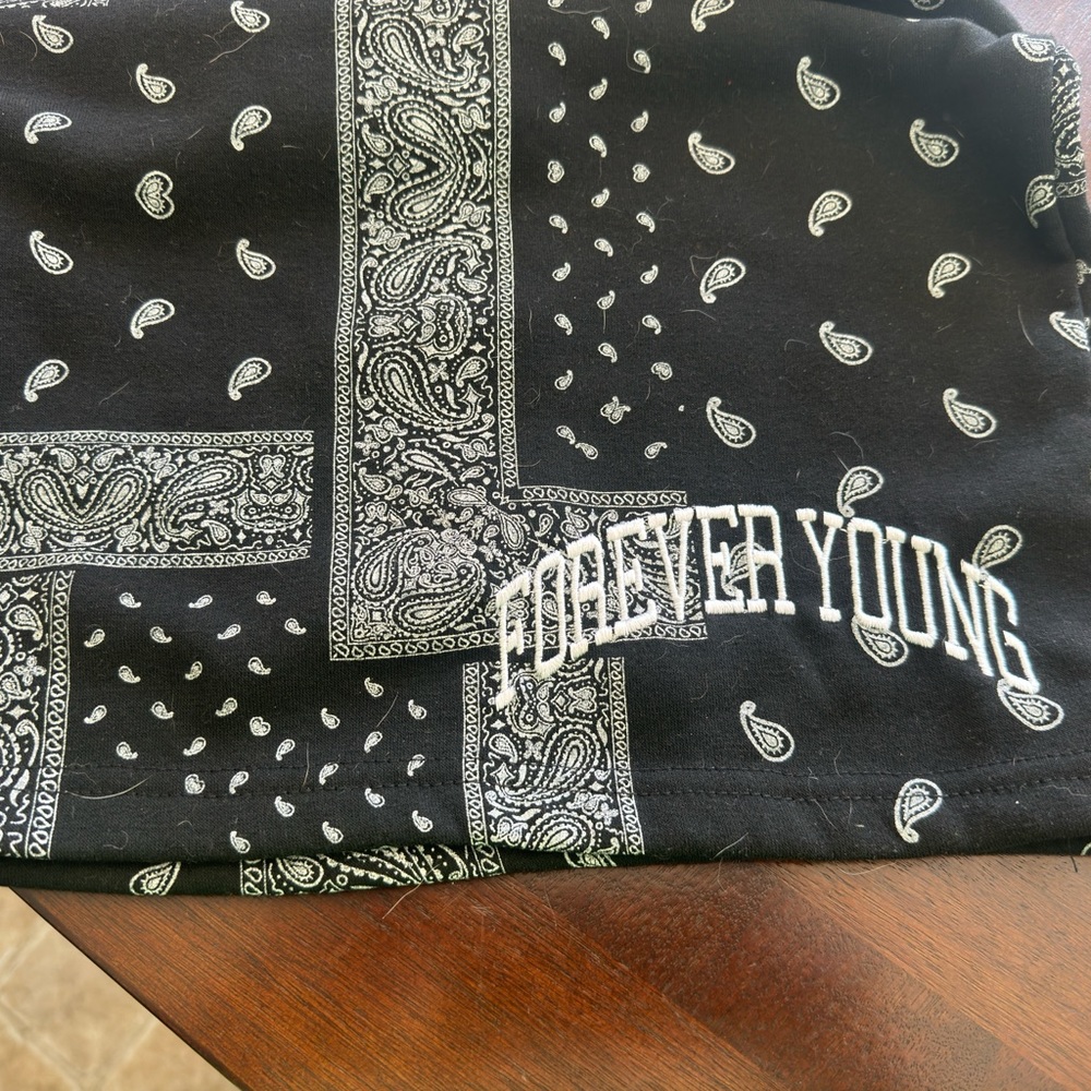 Black & White Bandana Pattern Sweat Shorts